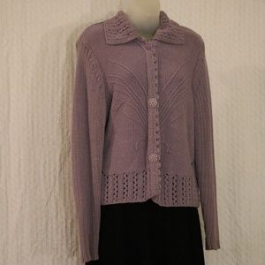 Liz Claiborne lilac button up sweater jacket